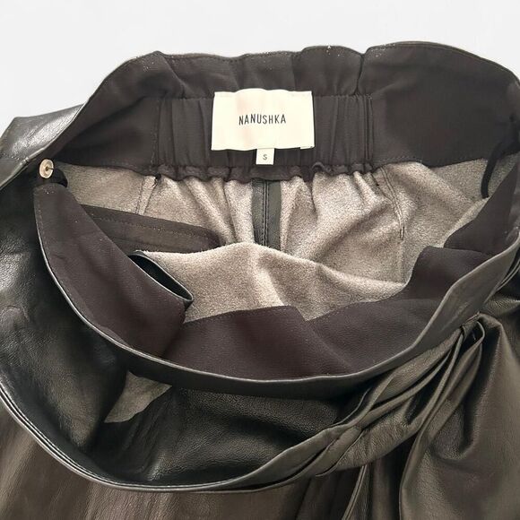 Nanushka basics Black Vegan Leather Side Tie Mini Skirt | Quiet Luxury small - Picture 7 of 8